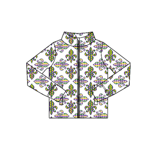 (Pre-order)GT1349 Anchor Girls Mardi Gras Yoga Zipper Pockets Jackets Top