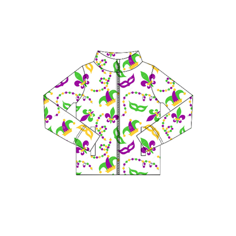 (Pre-order)GT1350 Anchor Mask Hat Girls Mardi Gras Yoga Zipper Pockets Jackets Top