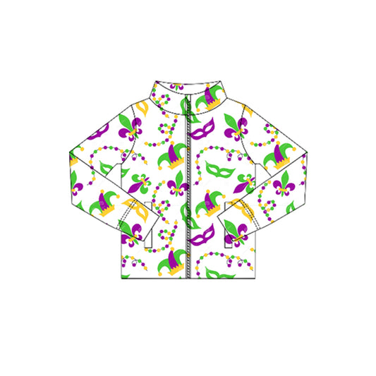 (Pre-order)GT1350 Anchor Mask Hat Girls Mardi Gras Yoga Zipper Pockets Jackets Top