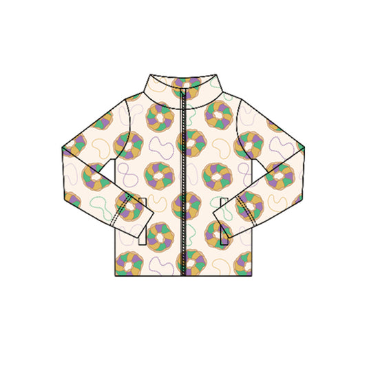 (Pre-order)GT1352 Donut Girls Mardi Gras Yoga Zipper Pockets Jackets Top