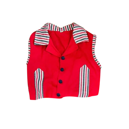 (Pre-order)GT1393 Stripes Red Print Girls Buttons Jackets Top