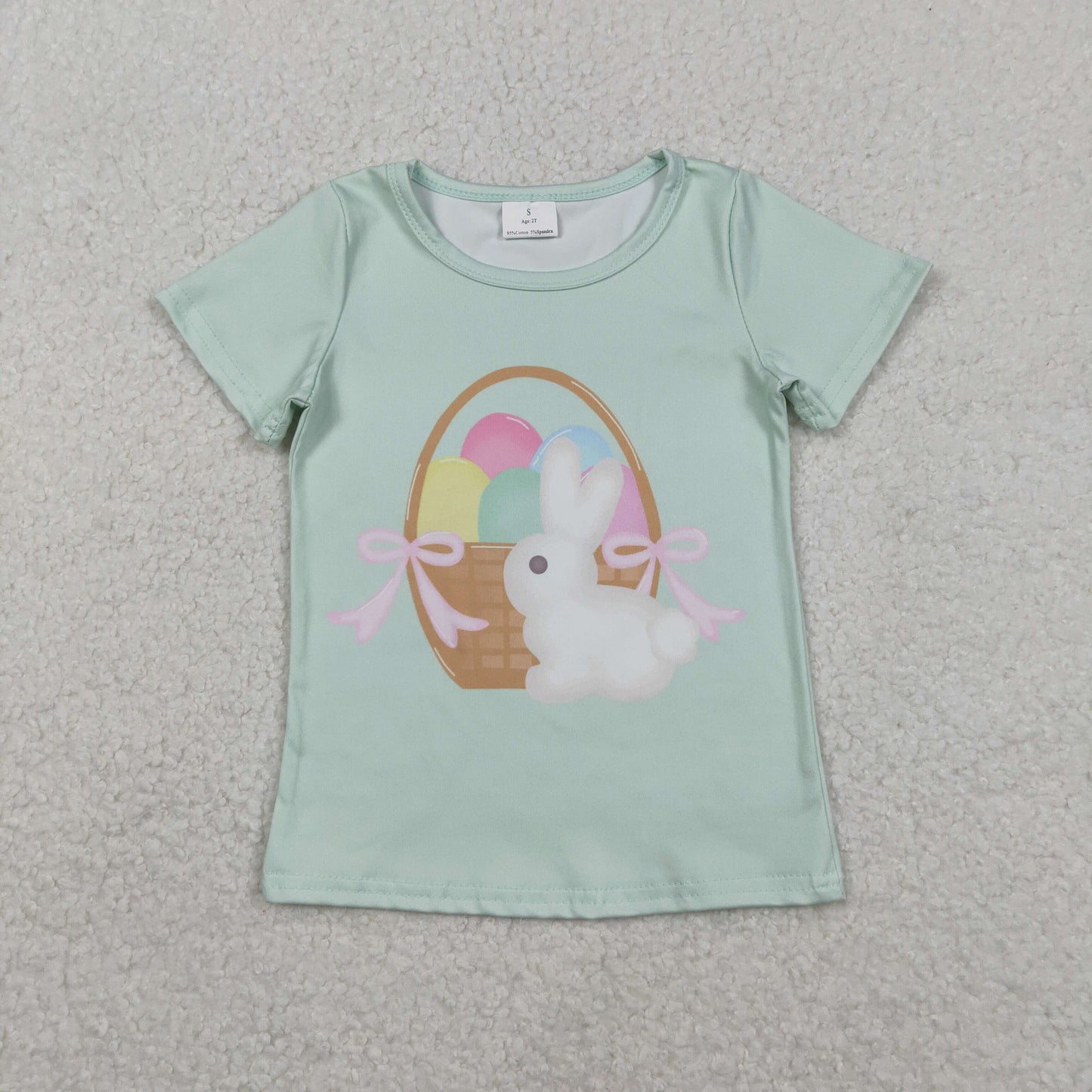 GT1396 Bunny Eggs Print Girls Easter Tee Shirts Top