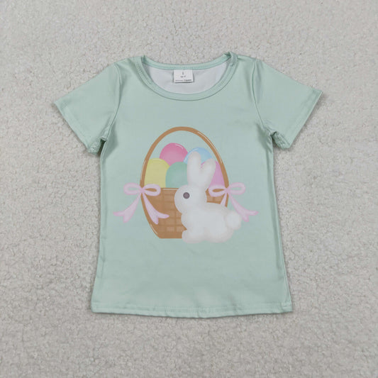 GT1396 Bunny Eggs Print Girls Easter Tee Shirts Top