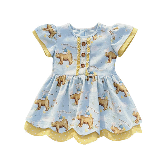 (Pre-order)GT1582 Bear Bunny Print Girls Easter Tee Shirts Top