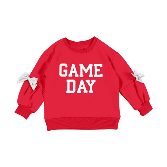(Pre-order)GT1584 GAME DAY Red Print Girls Long Sleeve Tee Shirts Top