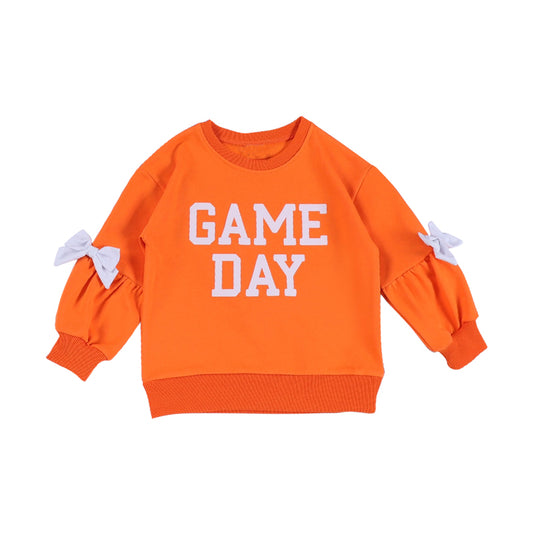 (Pre-order)GT1585 GAME DAY Orange Print Girls Long Sleeve Tee Shirts Top