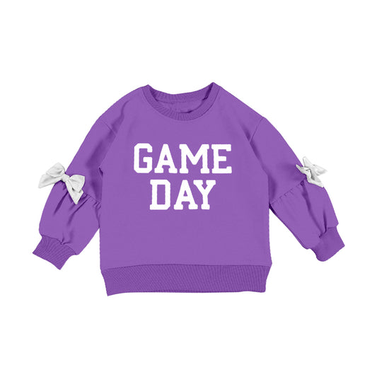 (Pre-order)GT1586 GAME DAY Purple Print Girls Long Sleeve Tee Shirts Top