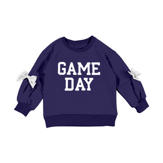 (Pre-order)GT1587 GAME DAY NAVY Print Girls Long Sleeve Tee Shirts Top