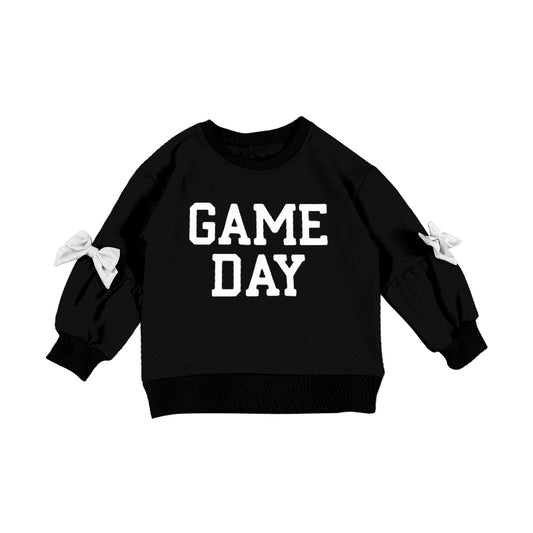 (Pre-order)GT1588 GAME DAY Black Print Girls Long Sleeve Tee Shirts Top