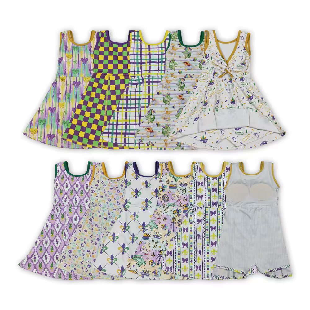Girls Mardi Gras Knee Length Yoga Dress Sisters Wear
