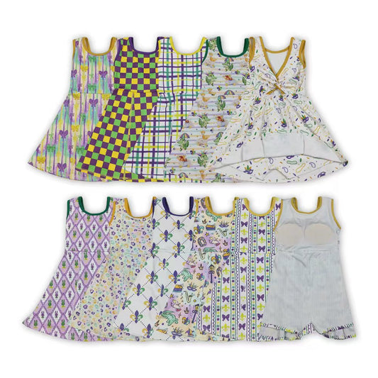 Girls Mardi Gras Knee Length Yoga Dress Sisters Wear