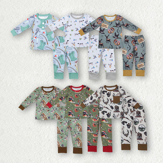 Go Hunting Duck Print Boys Fall Pajamas Outfits Brothers Wear