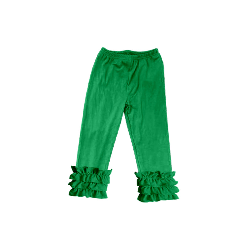 (Custom Design MOQ 5) Green Girls Icing Ruffles Legging Pants