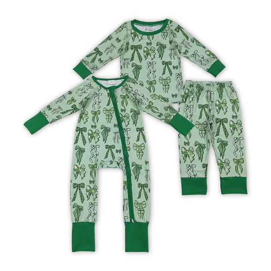 Green Bows Girls St.Patrick's Day Pajamas Clothes Sisters Matching Wear