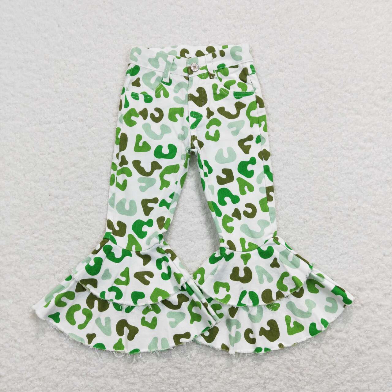 P0395 Green Leopard Denim St. Patrick's Jeans Girls Pants