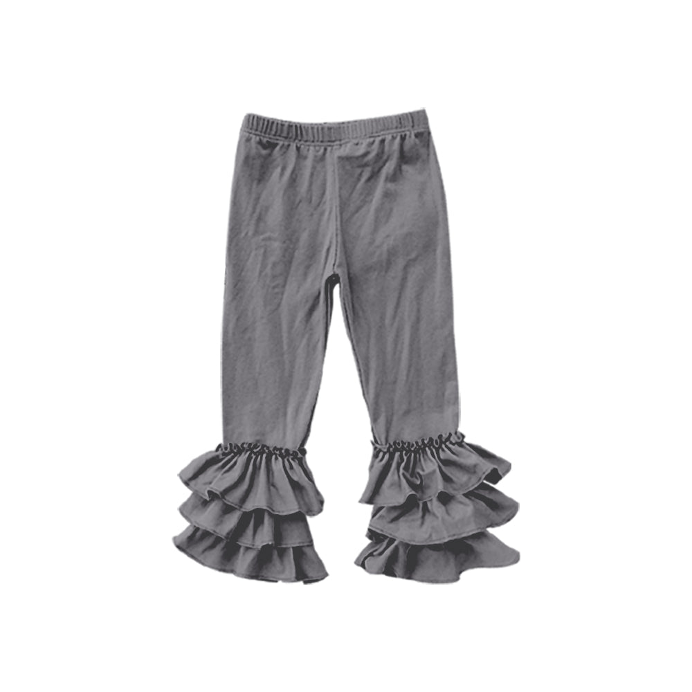 (Custom Design MOQ 5) Grey Girls Ruffles Legging Pants