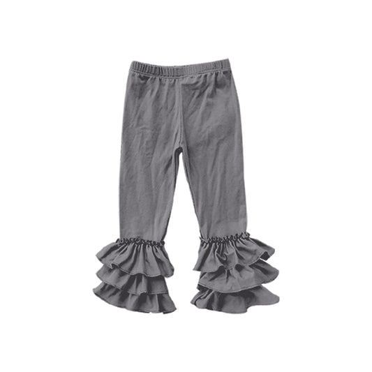 (Custom Design MOQ 5) Grey Girls Ruffles Legging Pants