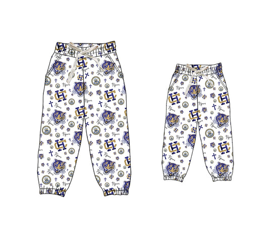 (Custom Design Preorder MOQ 5) Team's HOLY CROSS Tigers Print Kids Joggers Bottom Pants