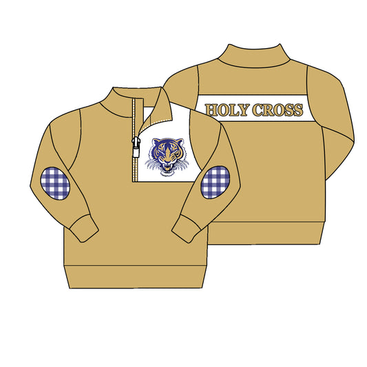 (Custom Design Preorder MOQ 5)  Team's HOLY CROSS Tigers Print Boys Pullover Tee Shirts Top