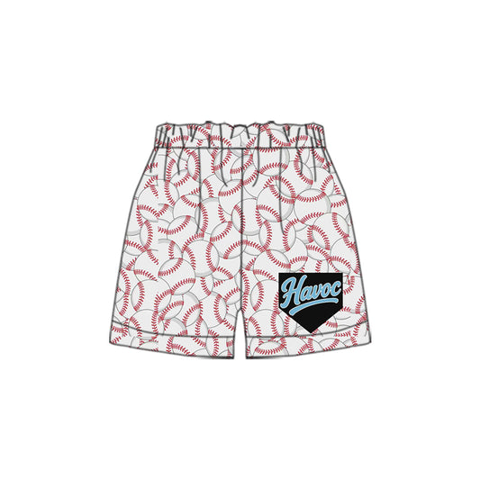 (Custom Design Preorder MOQ 5 Each Design) Team's Havoc Baseball Print Summer Bottom Shorts Mom and Me Matching Clothes