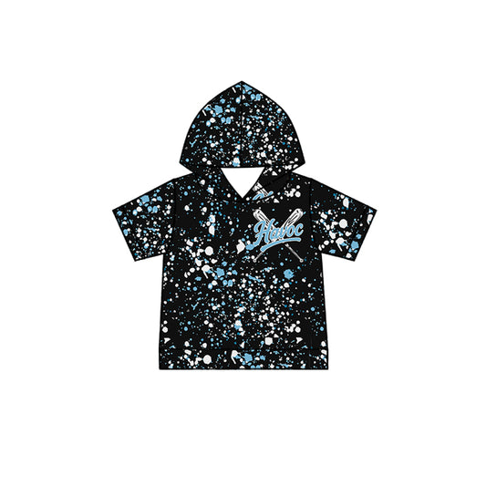 (Custom Design Preorder MOQ 5 Each Item)Team's Havoc Baseball Black Print Short Sleeve Hoodie Top Mom and Me Matching Clothes