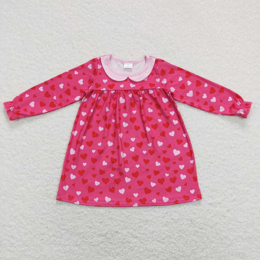 GLD0492 Pink Heart Print Girls Valentine's Dress