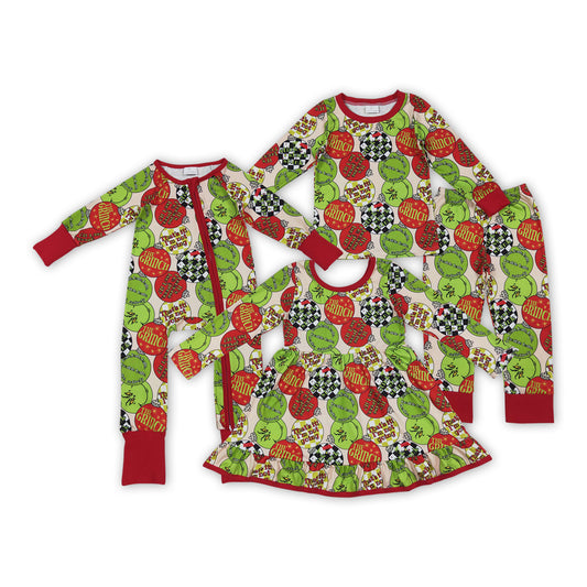 Holiday Lights Green Frog Girls Christmas Clothes Sisters Matching Wear
