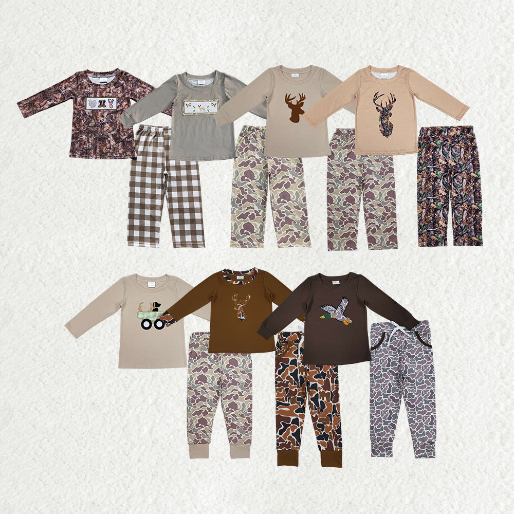 Hunting Embroidery Camo Print Boys Fall Outfits Brothers Wear