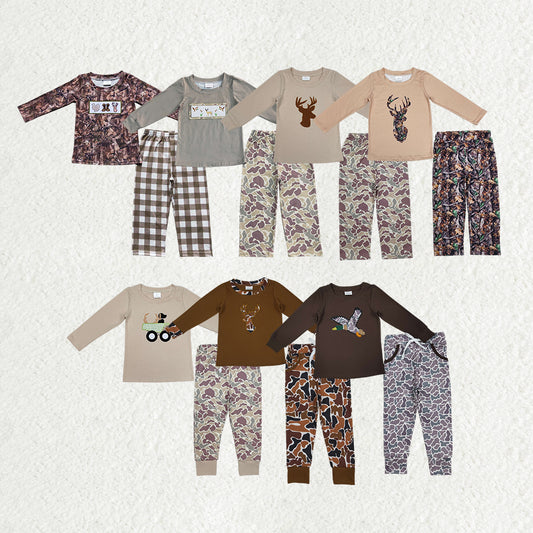 Hunting Embroidery Camo Print Boys Fall Outfits Brothers Wear