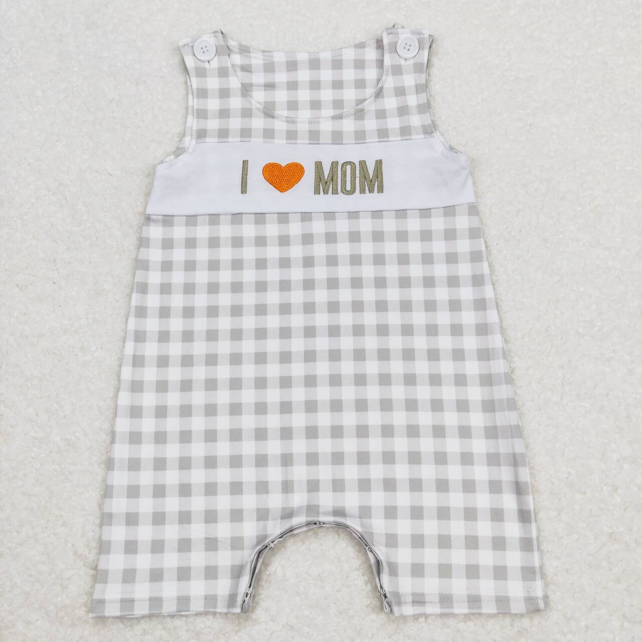 SR1132 I LOVE MOM Embroidery Baby Boys Summer Romper