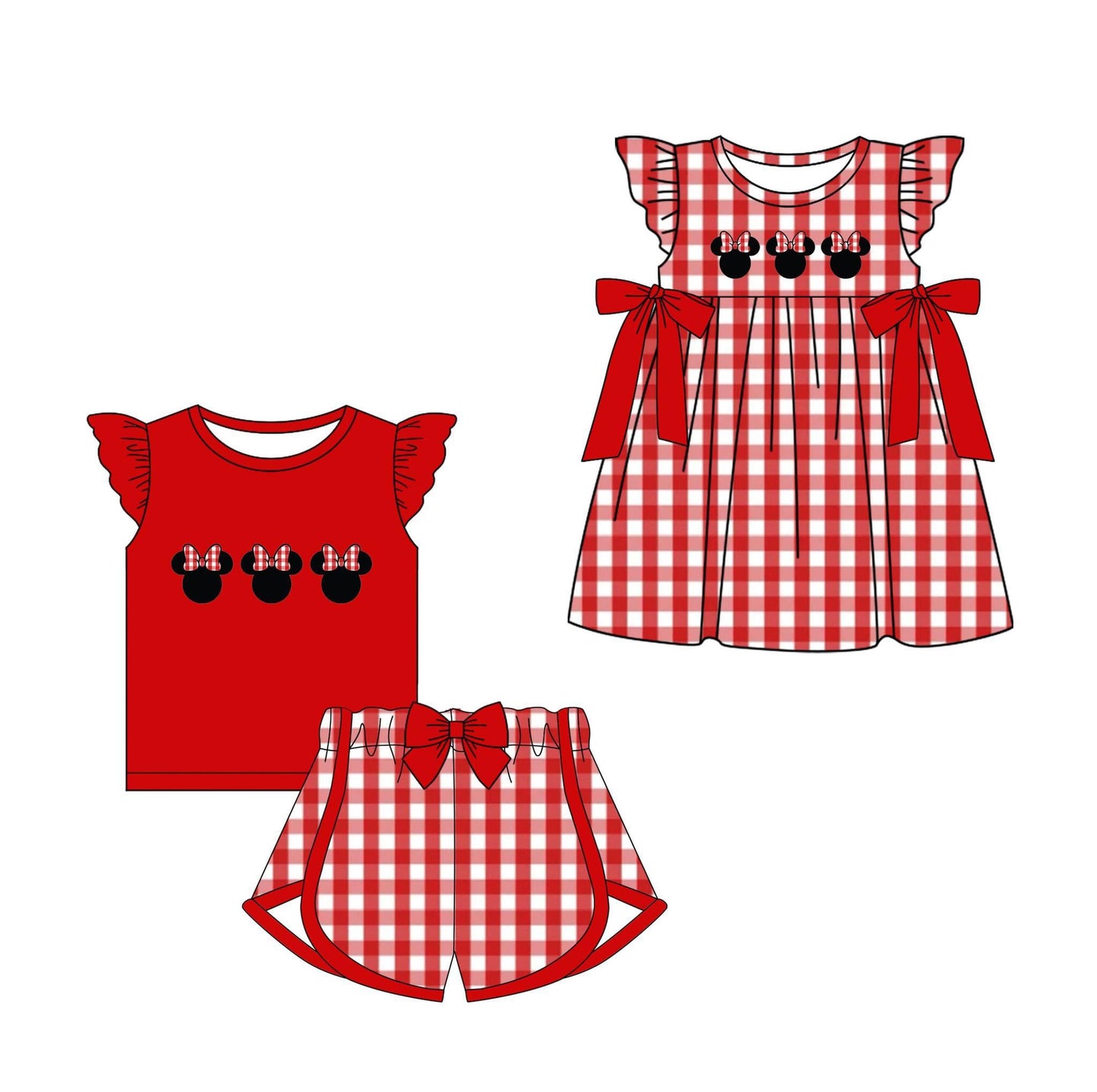 11.14(Custom Design Preorder MOQ 5 Each Design) Cartoon Mouse Print Girls Summer Matching Clothes Sisters Wear
