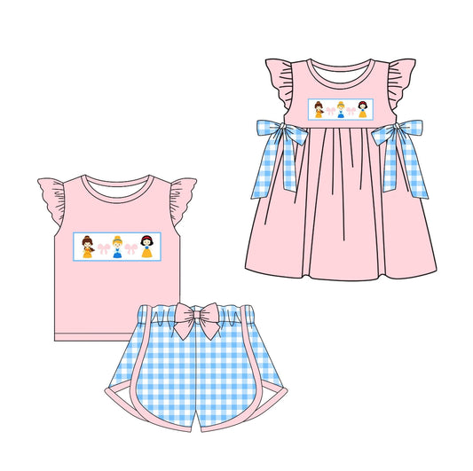 11.14(Custom Design Preorder MOQ 5 Each Design) Cartoon Princess Print Girls Summer Matching Clothes Sisters Wear