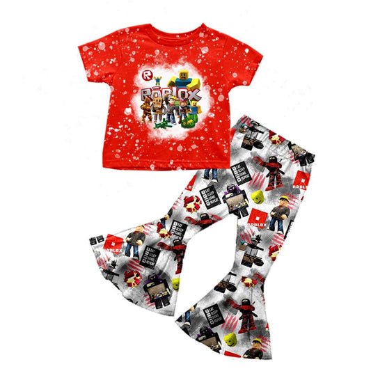 (Custom Design MOQ 5) Red Game Design Girls Clothes Set