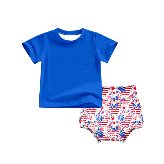 (Custom Design Preorder MOQ 5) NO.1 Cartoon Mouse Print Baby Summer Bummie Set