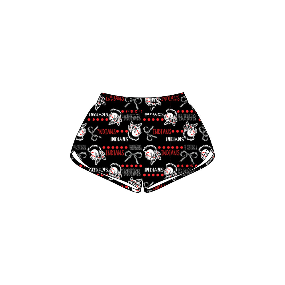 (Custom Design Preorder MOQ 5 Each Item) Team's Indians Print Zipper Pockets Summer Bottom Shorts Mom and Me Matching Clothes