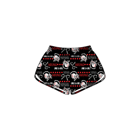 (Custom Design Preorder MOQ 5 Each Item) Team's Indians Print Zipper Pockets Summer Bottom Shorts Mom and Me Matching Clothes