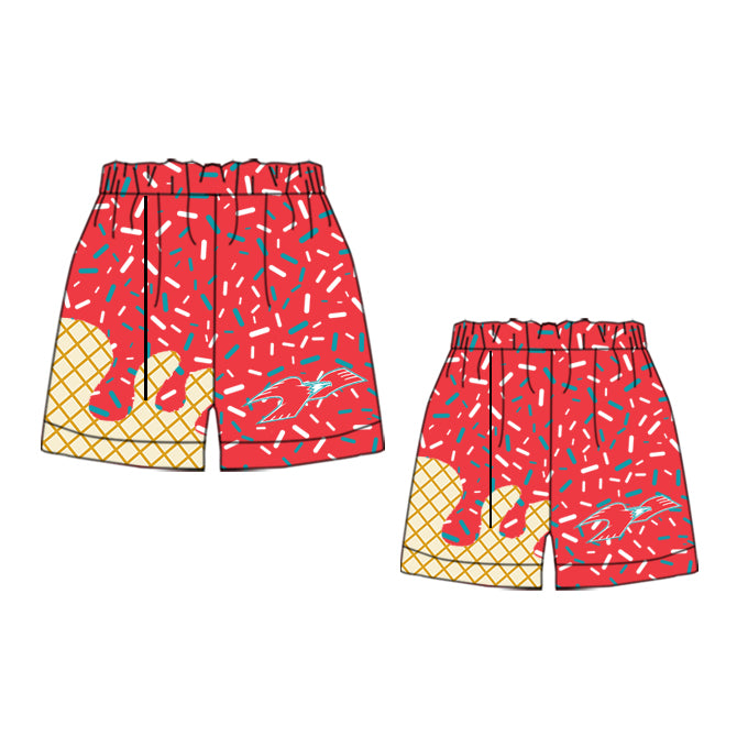 (Custom Design Preorder MOQ 5 Each Design) Team's LCC Thinderbird Sprinkles Print Summer Bottom Shorts Mom and Me Matching Clothes