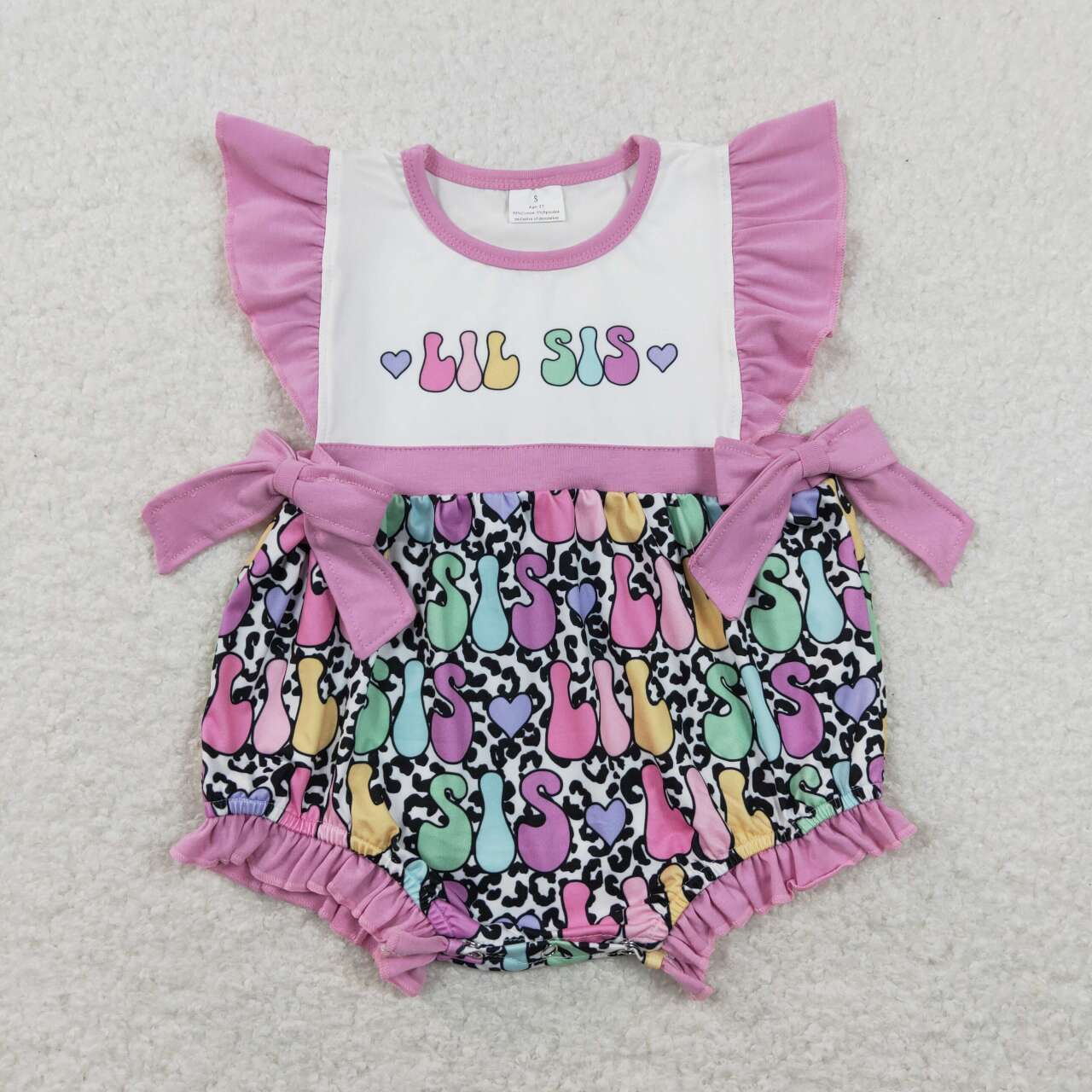 SR0867 LIL SIS Purple Print Baby Girls Summer Romper