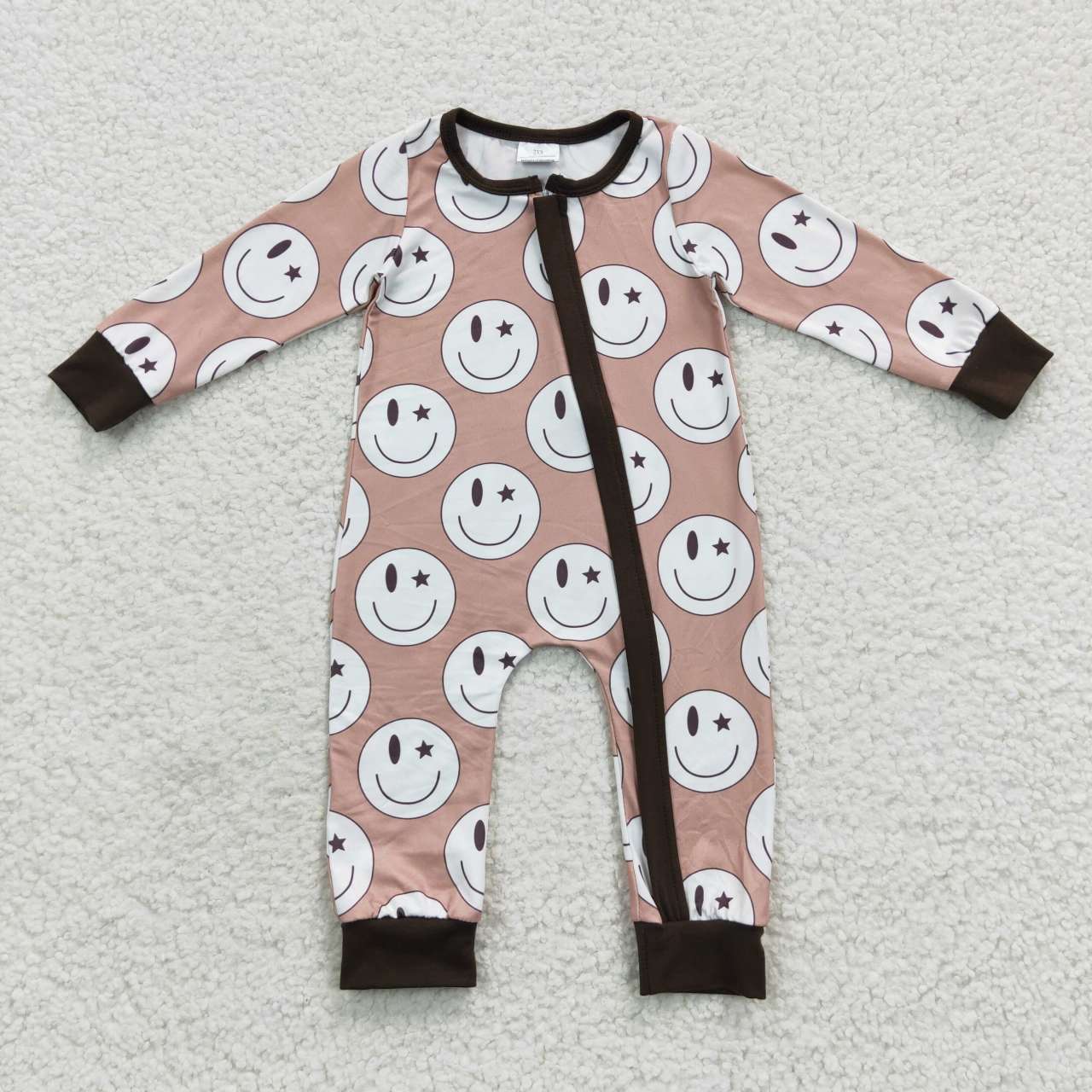 LR0332 Baby boys smiling long sleeve zipper romper