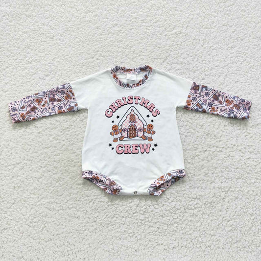 LR0423 Christmas crew gingersnap pink baby girls romper