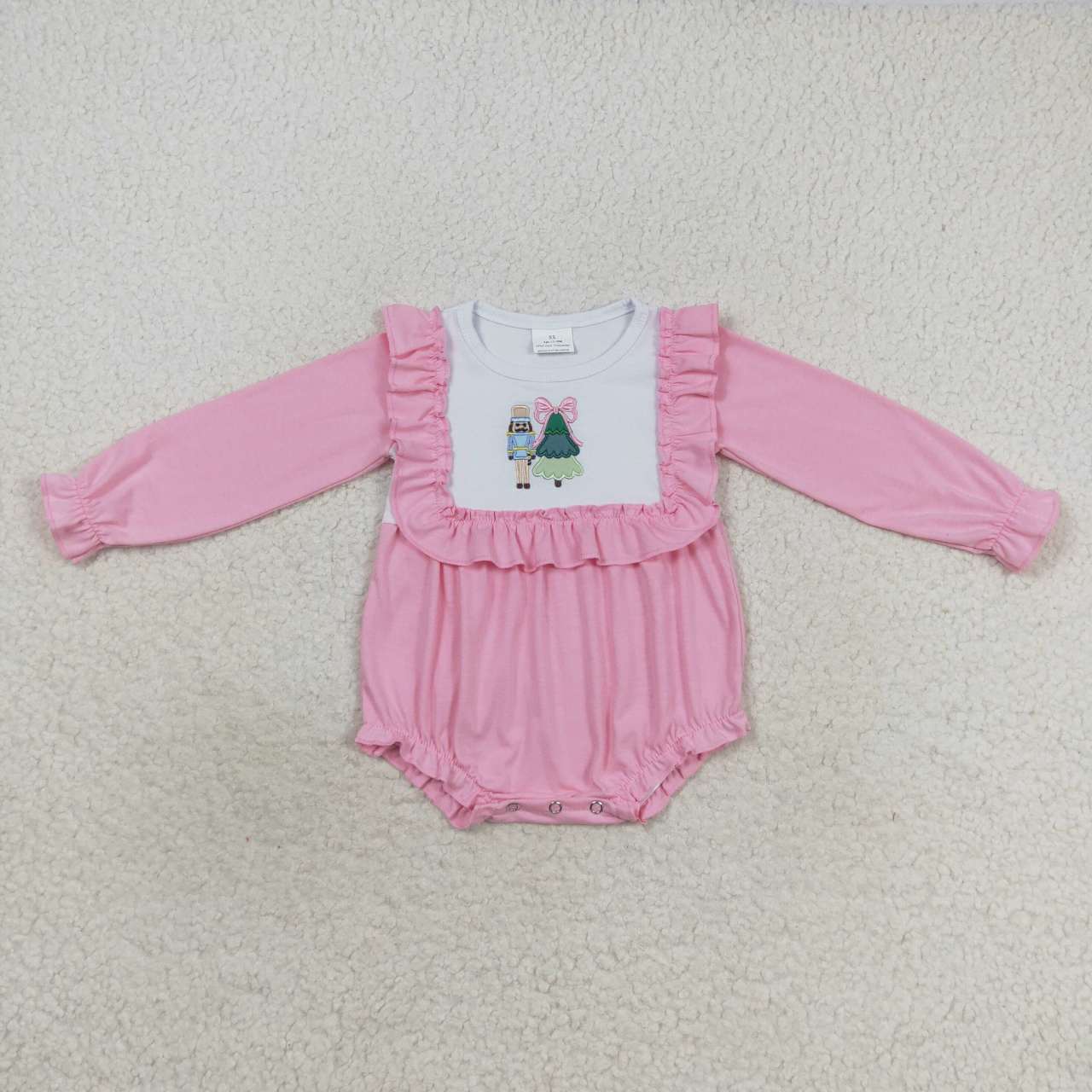 LR0480 Christmas soldier embroidery baby girls romper