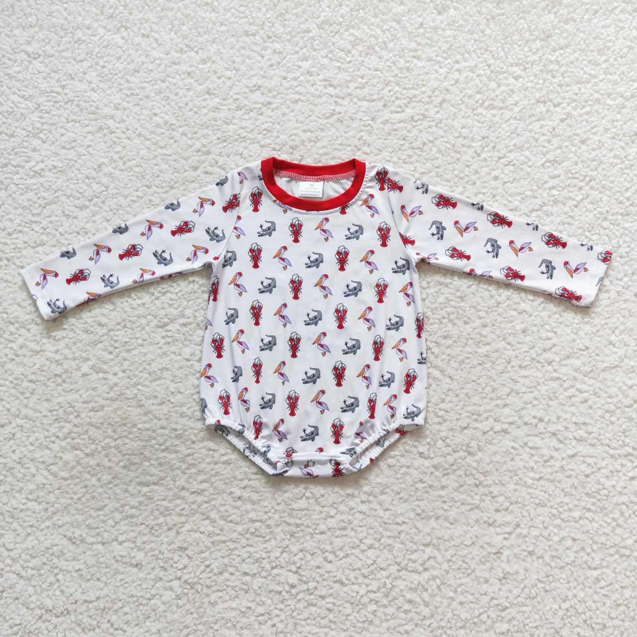 LR0610 Christmas crayfish print baby romper