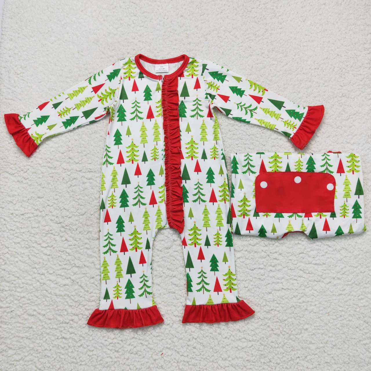 LR0626 Christmas tree print family set parent-child outfit baby girls romper