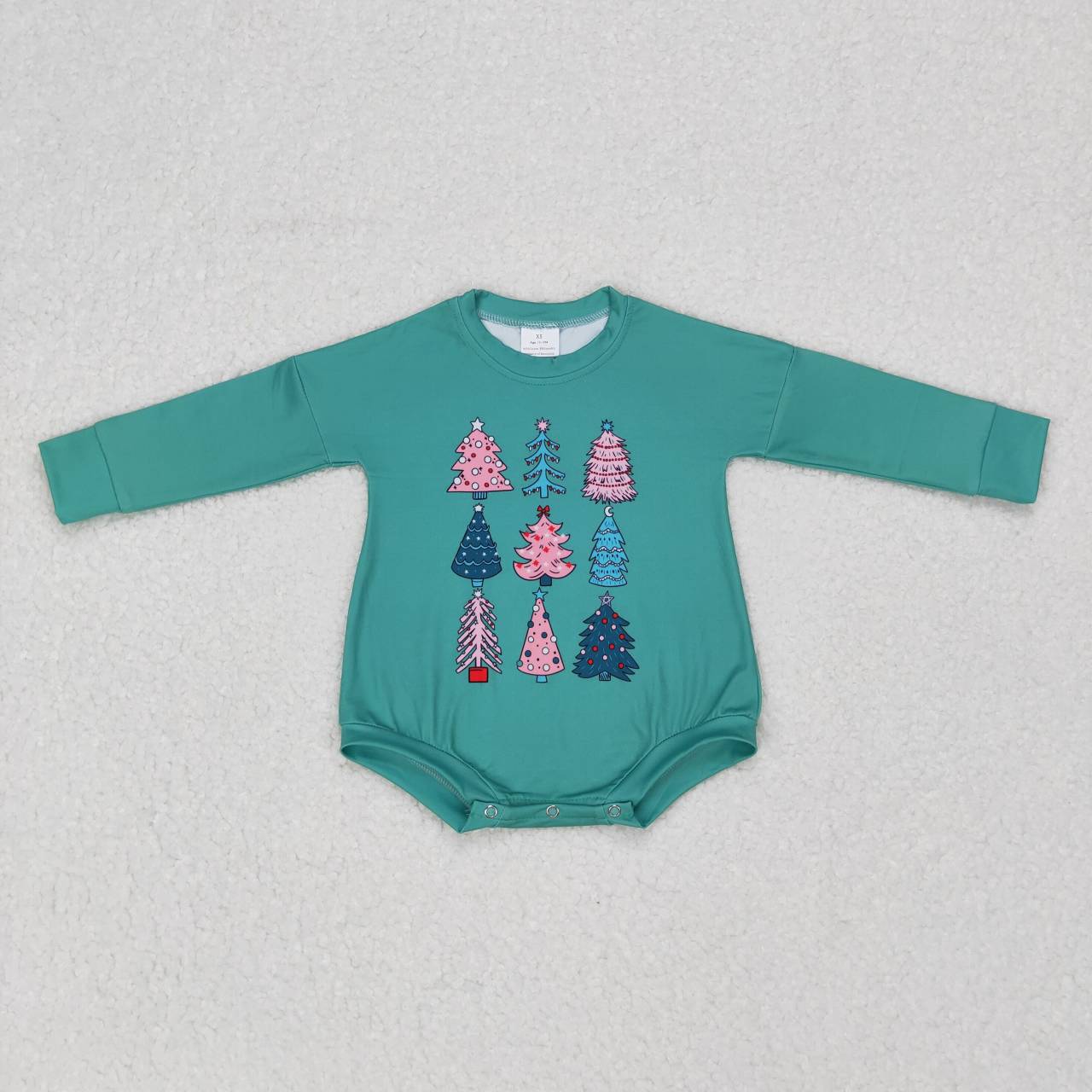 LR0701 Green Christmas Tree baby romper