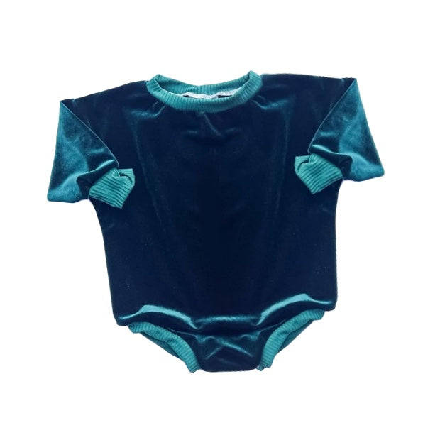 (Pre-order) LR0744 Navy velvet baby romper