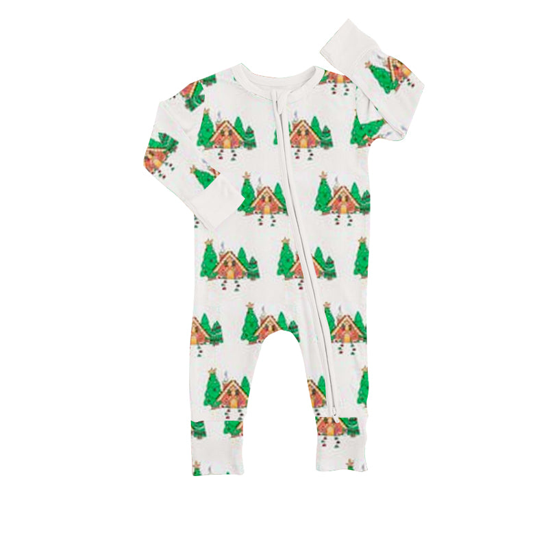 (Pre-order) LR0753 Christmas Tree Sweethouse Print Baby Zip Romper