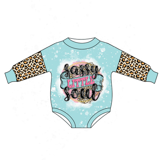 (Pre-order) LR0772  Sassy Little Soul Leopard Baby Girls Romper