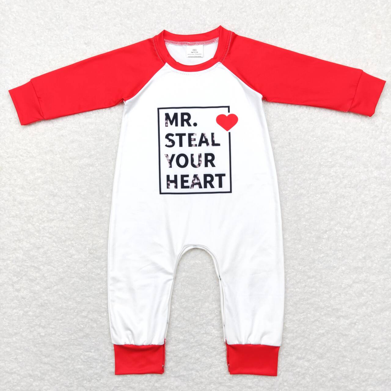 LR0797 Mr. Steal Your Heart Baby Boys Valentine's Romper