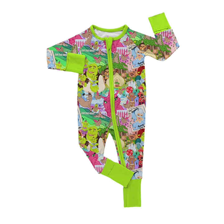 (Pre-order)LR0813 Cartoon Figure Print Baby Kids Sleeper Zipper Romper