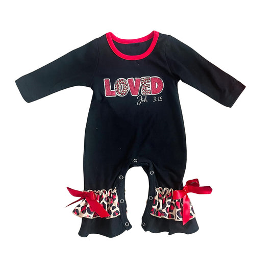 (Pre-order)LR0838 LOVE Print Baby Girls Valentine's Romper